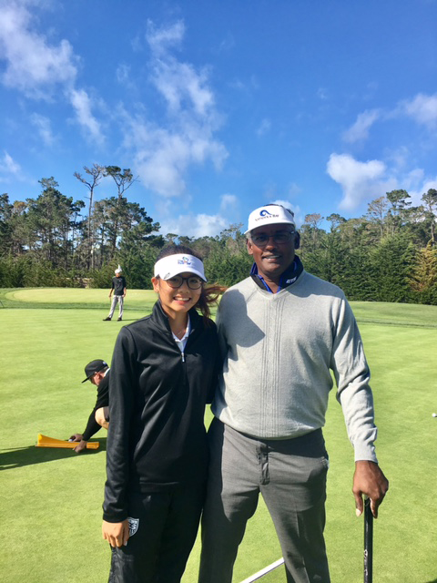 Eunice Boa With Vijay Singh First Tee Greater Houston